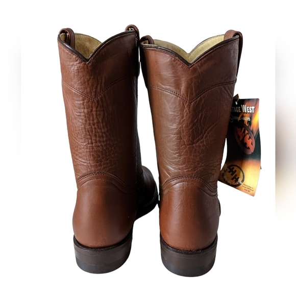 Vintage Double H Heritage West Brown Leather Cowboy Western Boots Size 7 EE Wide main image 4